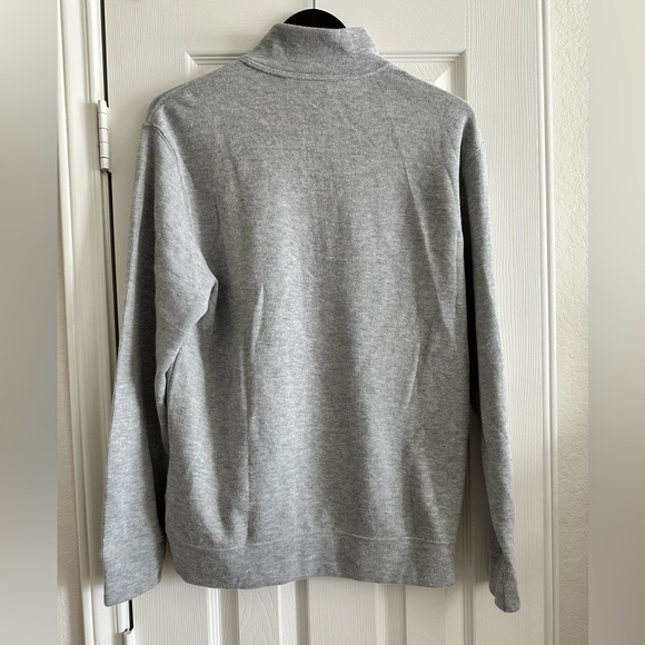 Lands' End Men's Bedford Ribbed Quarter Zip Sweater, Grey Heathered, Medium - Picture 5 of 7